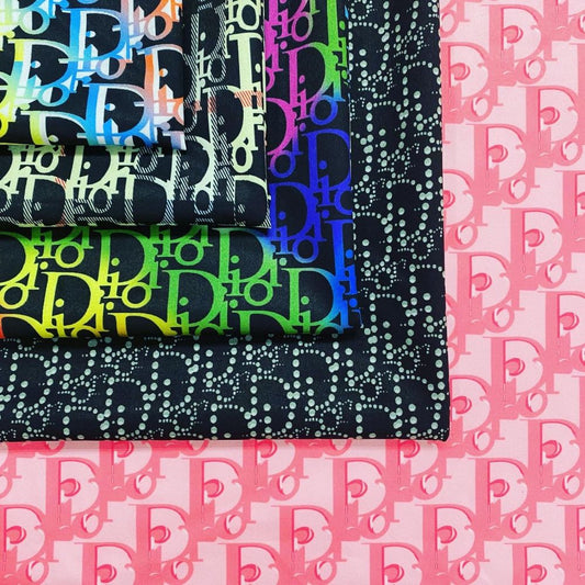 Designer inspired Dior Pattern digital printed four way spandex fabrics