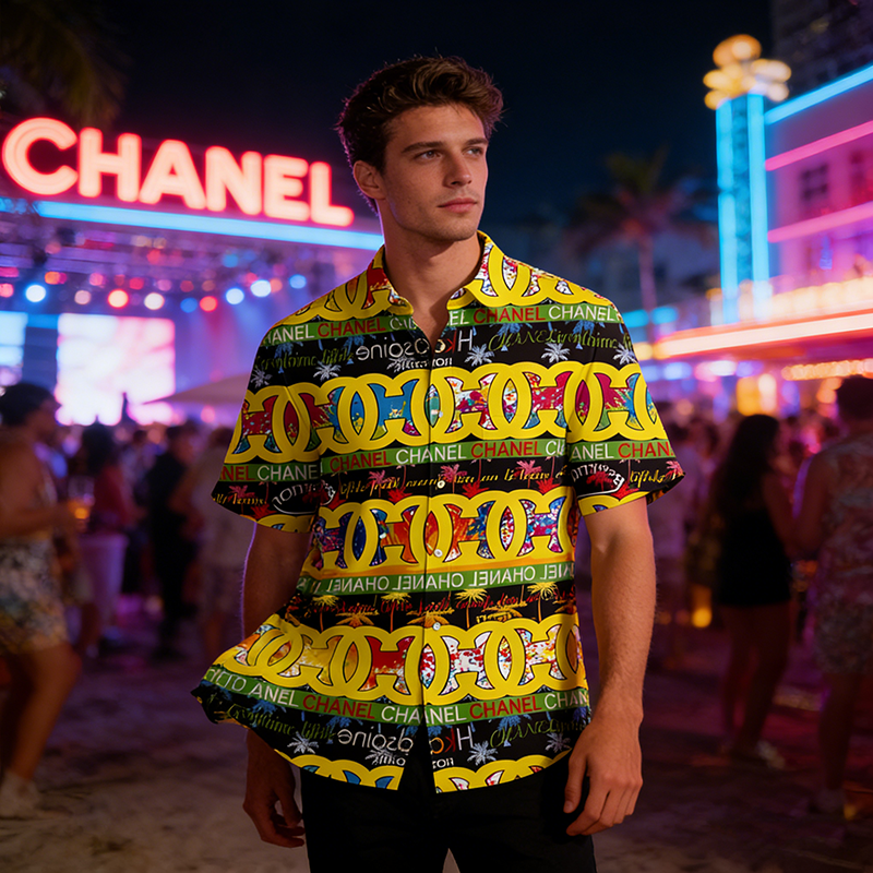 CC Woven Polyester-Spandex Printed Hawaiian Shirt Item NO.:HF-CT003