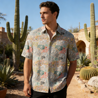 DIOR Woven Polyester-Spandex Printed Hawaiian Shirt Item NO.:HF-CT004