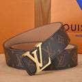 Selected Quality Classical Brown LV Buckle Leather Belt    ITEM NO.: HF-BT061
