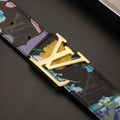 High Quality Custom Design Black Tie Dye LV Buckle Leather Belt    ITEM NO.: HF-BT056