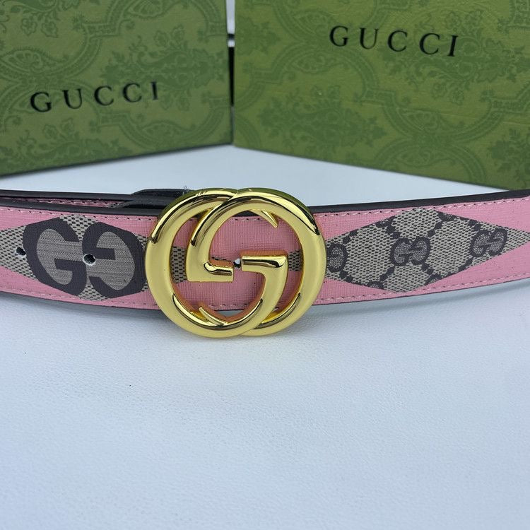Geometry Gucci GG Print Buckle Leather Belt   ITEM NO.: HF-BT022