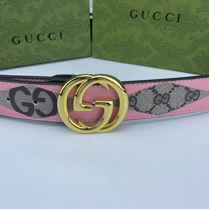 Geometry Gucci GG Print Buckle Leather Belt   ITEM NO.: CS-BT022