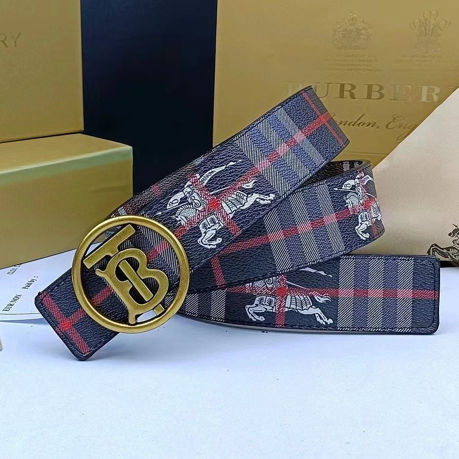 Classical Burberry Check BB Buckle Leather Belt    ITEM NO.: CS-BT025