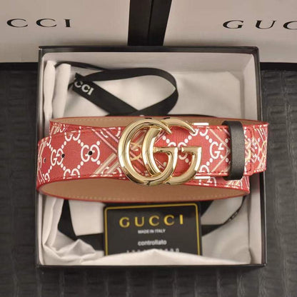 Custom Print Gucci GG Buckle Leather Belt   ITEM NO.: CS-BT030