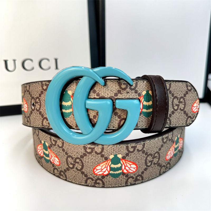 Fashionable Gucci Bee Print GG Buckle Leather Belt   ITEM NO.: CS-BT041