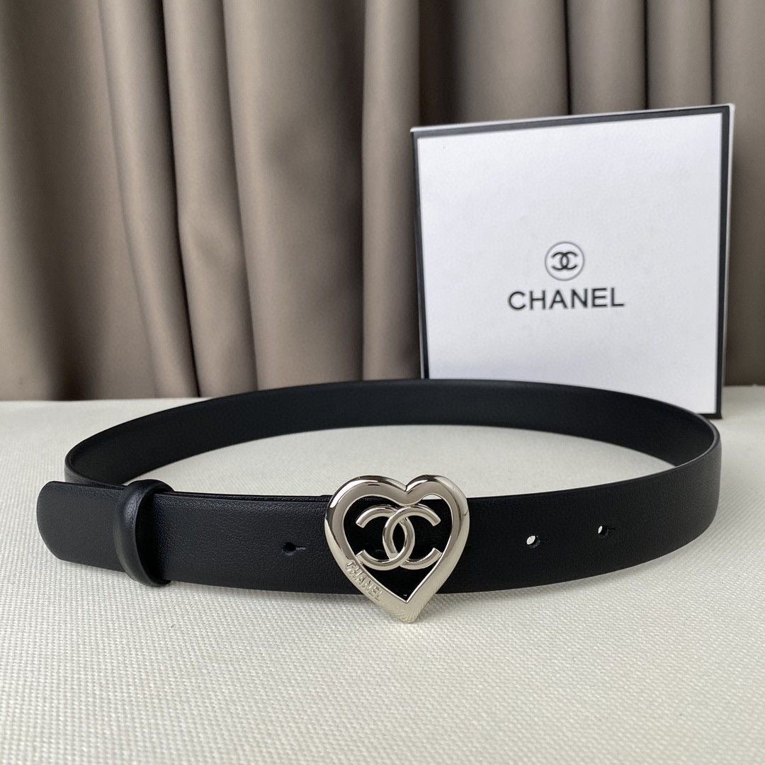 3CM Wide Chanel CC Loving Heart Buckle Genuine Leather Belt   ITEM NO.: CS-BT001