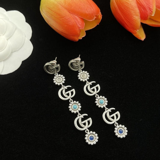 Vintage Style GG Floral Long Earrings   ITEM NO.: CS-JL038