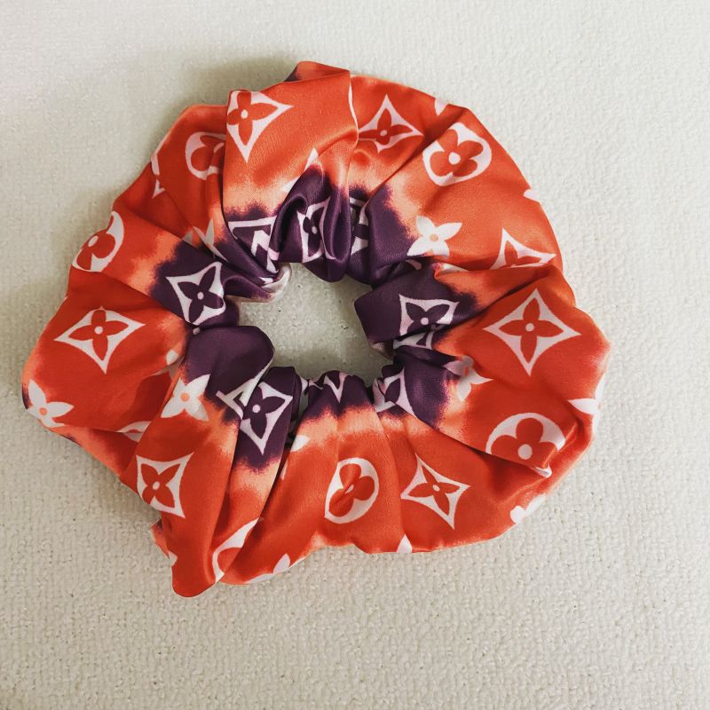 Custom LV design print hair scrunchies  ITEM NO.: HF-HD031