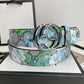 Gucci Blue Floral Print GG Buckle Leather Belt   ITEM NO.: CS-BT036