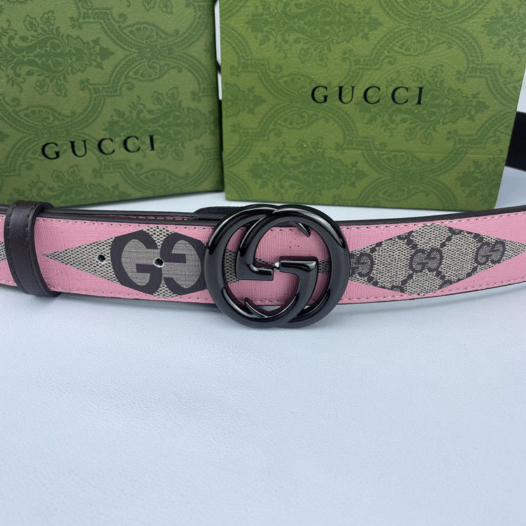Geometry Gucci GG Print Buckle Leather Belt   ITEM NO.: HF-BT022