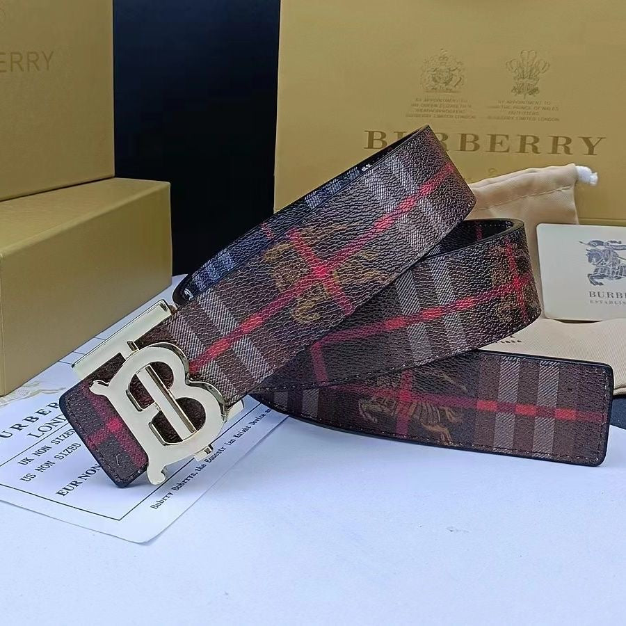 Classical Check Burberry BB Buckle Leather Belt    ITEM NO.: CS-BT026