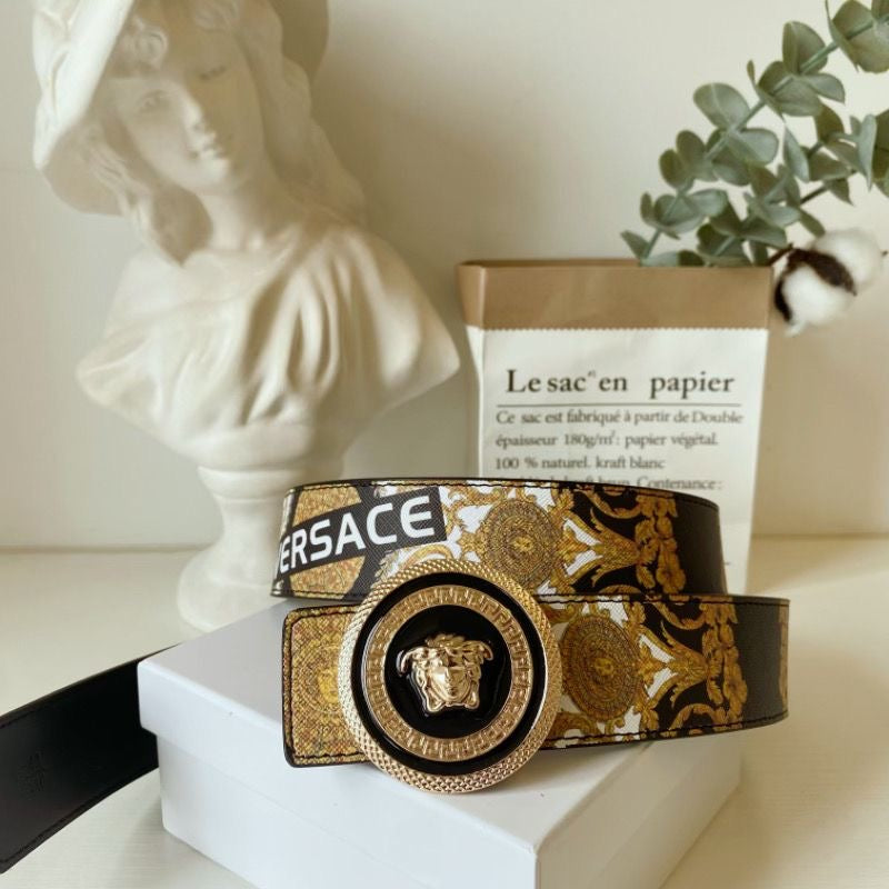 6 Different Styles Belt Heads Black Versace Buckle Leather Belt   ITEM NO.: HF-BT008