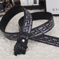 Fashionable Black Versace Print Leather Buckle Belt   ITEM NO.: CS-BT018