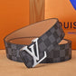 Selected Quality Classical Black Check LV Buckle Leather Belt    ITEM NO.: HF-BT057