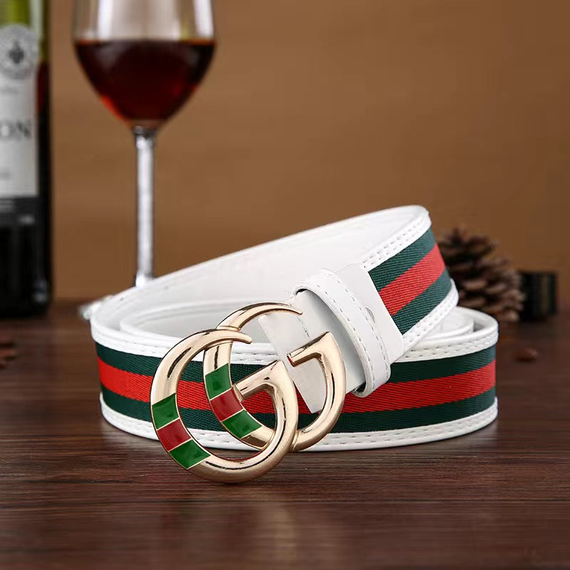 Classical Green Red Tape Gucci GG Buckle Leather Belt    ITEM NO.: HF-BT024