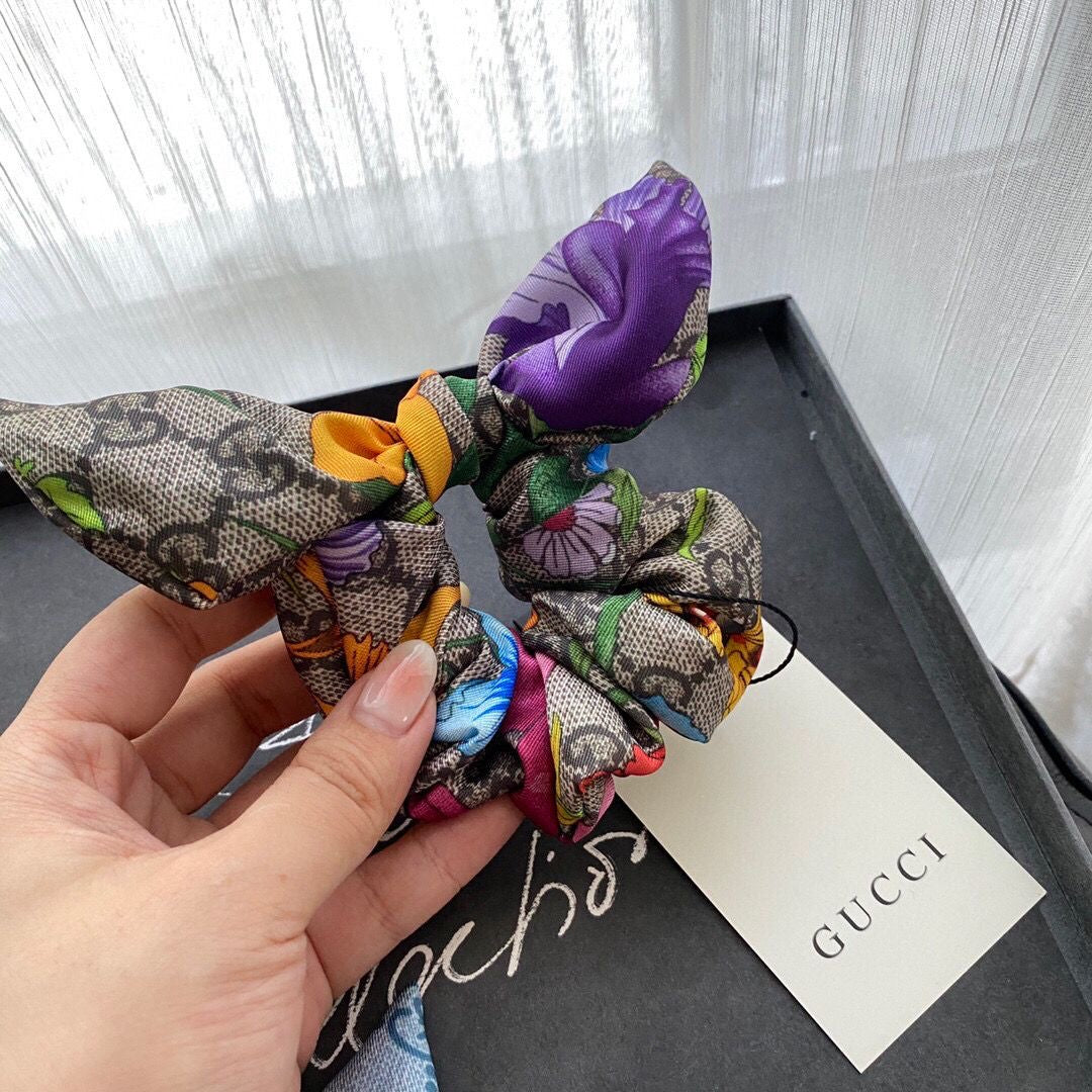 Gucci GG Floral Print Hair Scrunchy ITEM NO.: HF-HD020