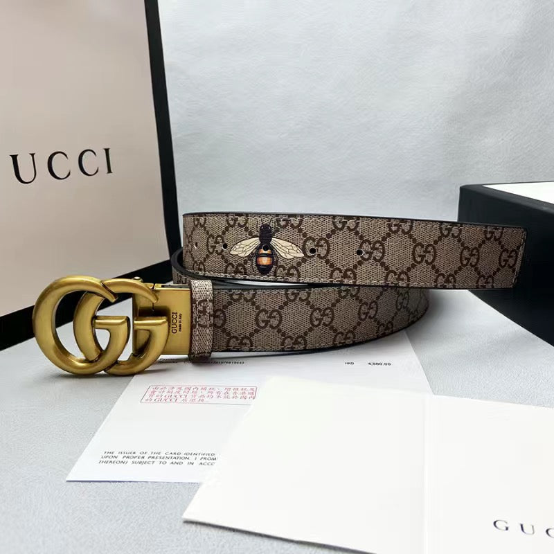Classical Gucci Custom Print GG Buckle Leather Belt   ITEM NO.: HF-BT045