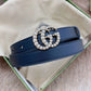 Gucci GG Pearl Buckle Genuine Cow Leather Belt   ITEM NO.: CS-BT010