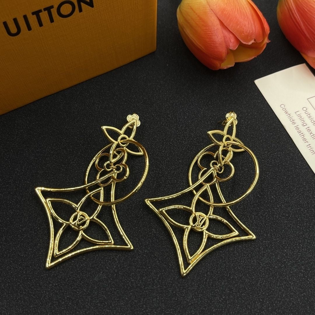 Three-Colour Simple Style LV Earrings    ITEM NO.: HF-JL032