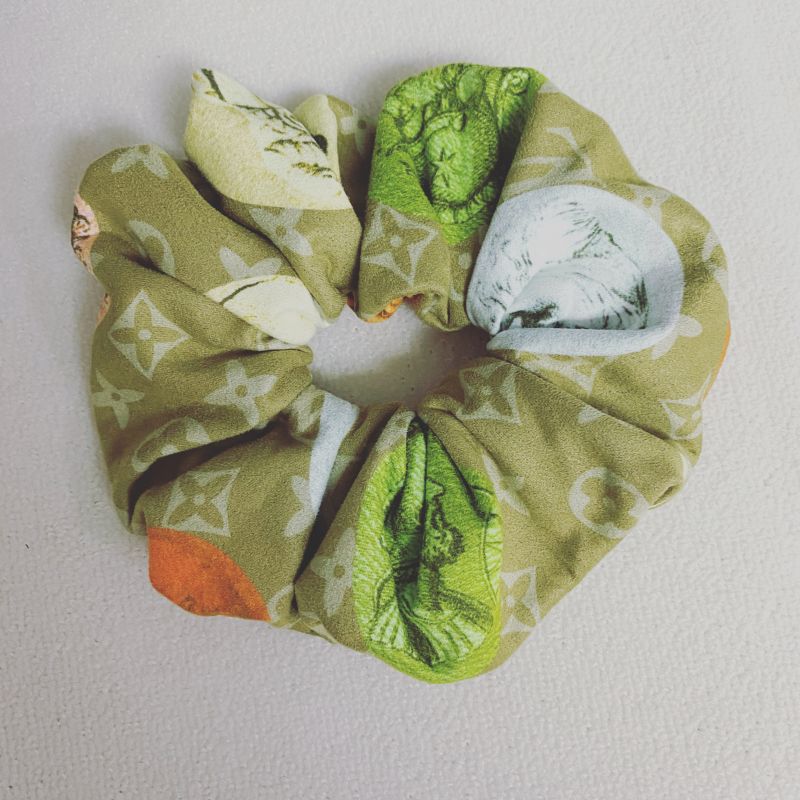 Custom LV design print hair scrunchies  ITEM NO.: HF-HD031