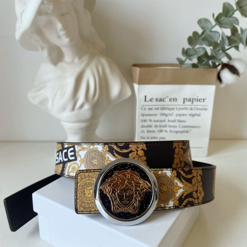 6 Different Styles Belt Heads Black Versace Buckle Leather Belt   ITEM NO.: HF-BT008