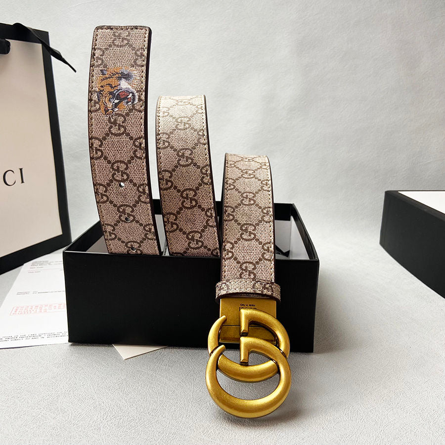 Classical Gucci Custom Print GG Buckle Leather Belt   ITEM NO.: CS-BT045