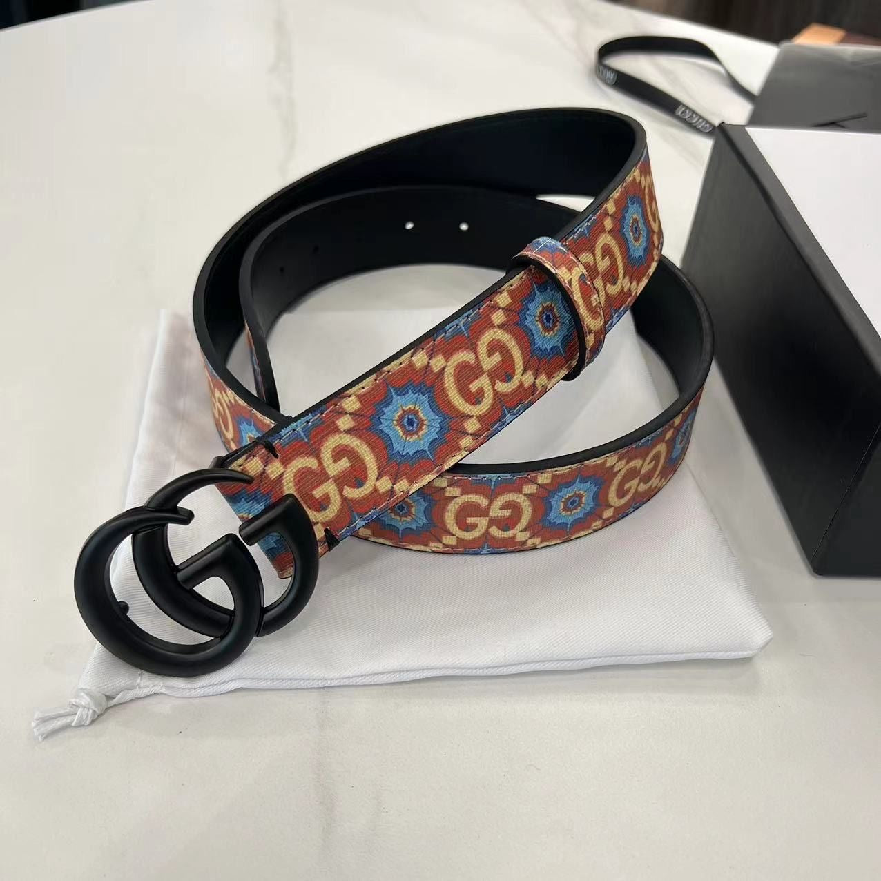 Fancy Design Gucci GG Print Buckle Leather Belt   ITEM NO.: HF-BT023