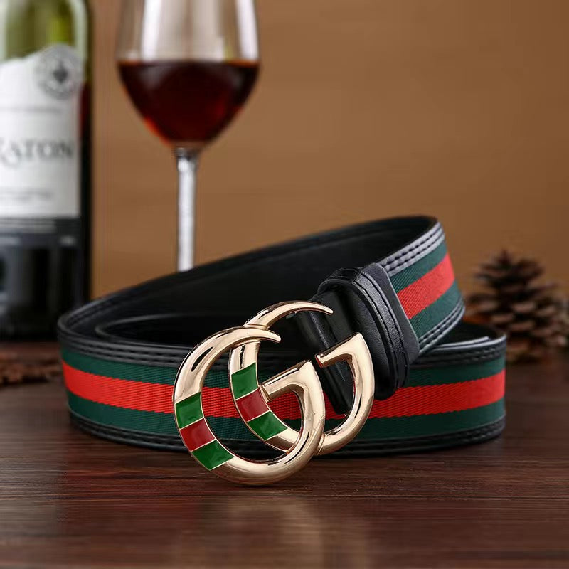 Classical Green Red Tape Gucci GG Buckle Leather Belt    ITEM NO.: HF-BT024