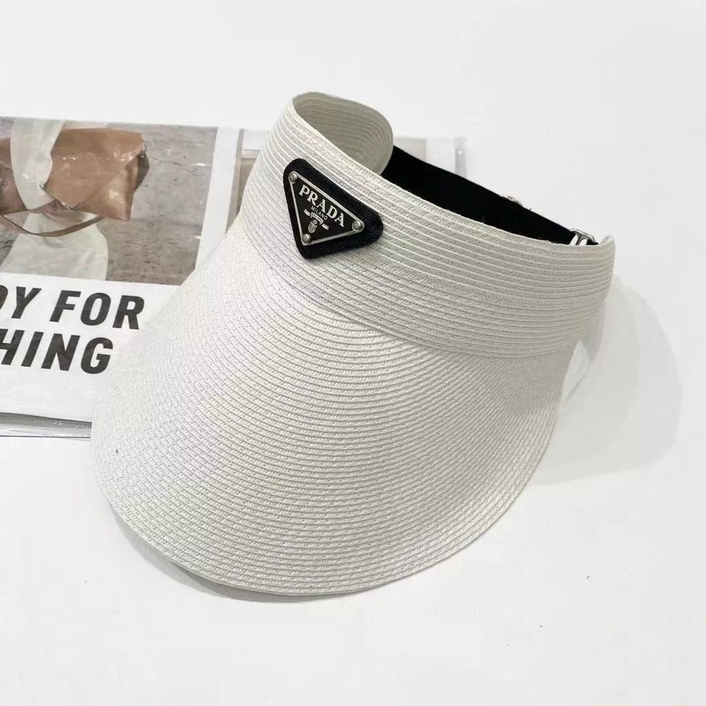 Prada Visor Cap Hollow Straw Hat ITEM NO.: HF-HT008
