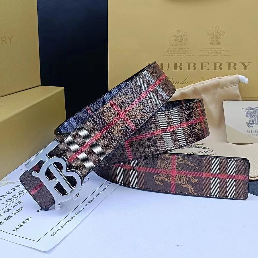 Classical Check Burberry BB Buckle Leather Belt    ITEM NO.: CS-BT026