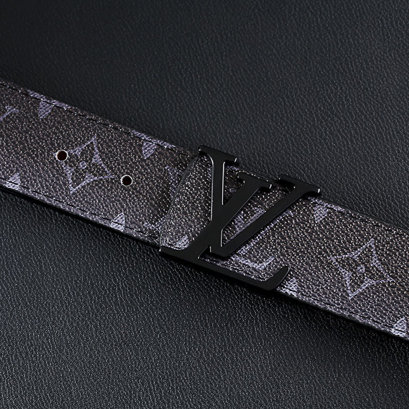 Cartoon Graffiti Print Black LV Buckle Leather Belt   ITEM NO.: HF-BT070