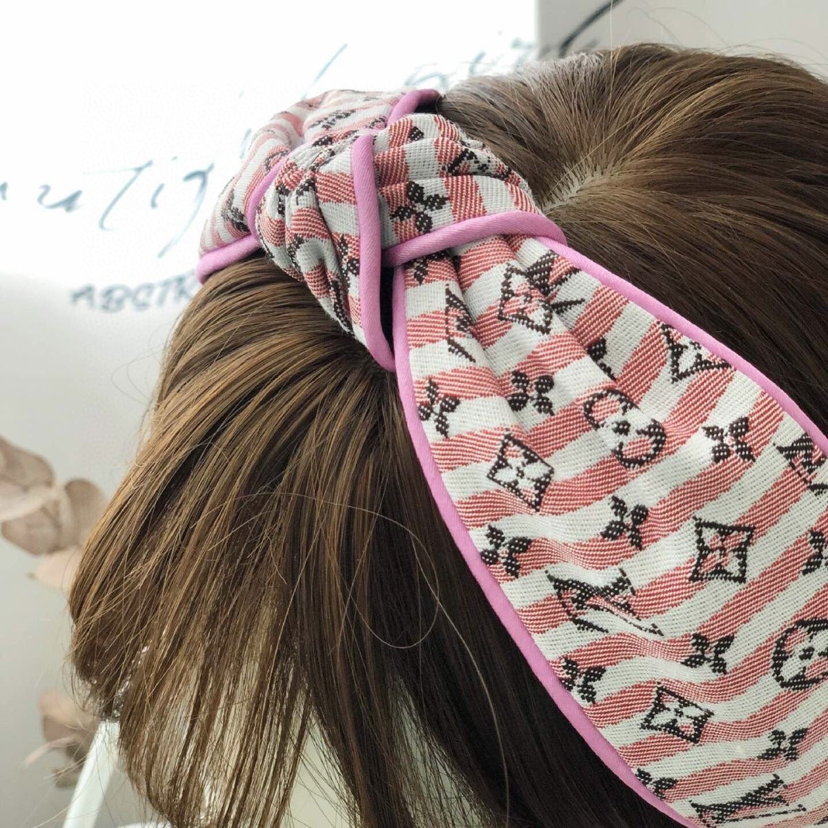 Pink LV Jacquard Hair Headband ITEM NO.: HF-HD021