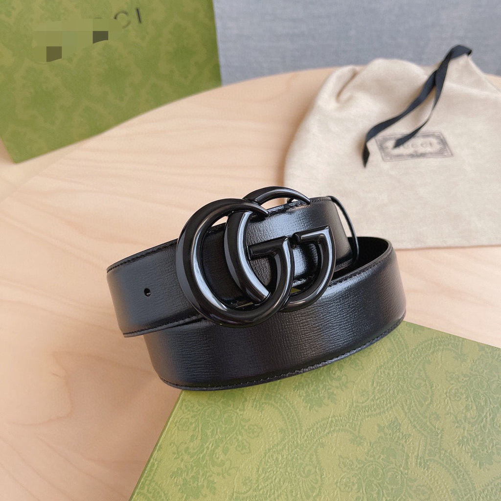 Black Gucci GG Buckle Genuine Leather Belt   ITEM NO.: HF-BT003