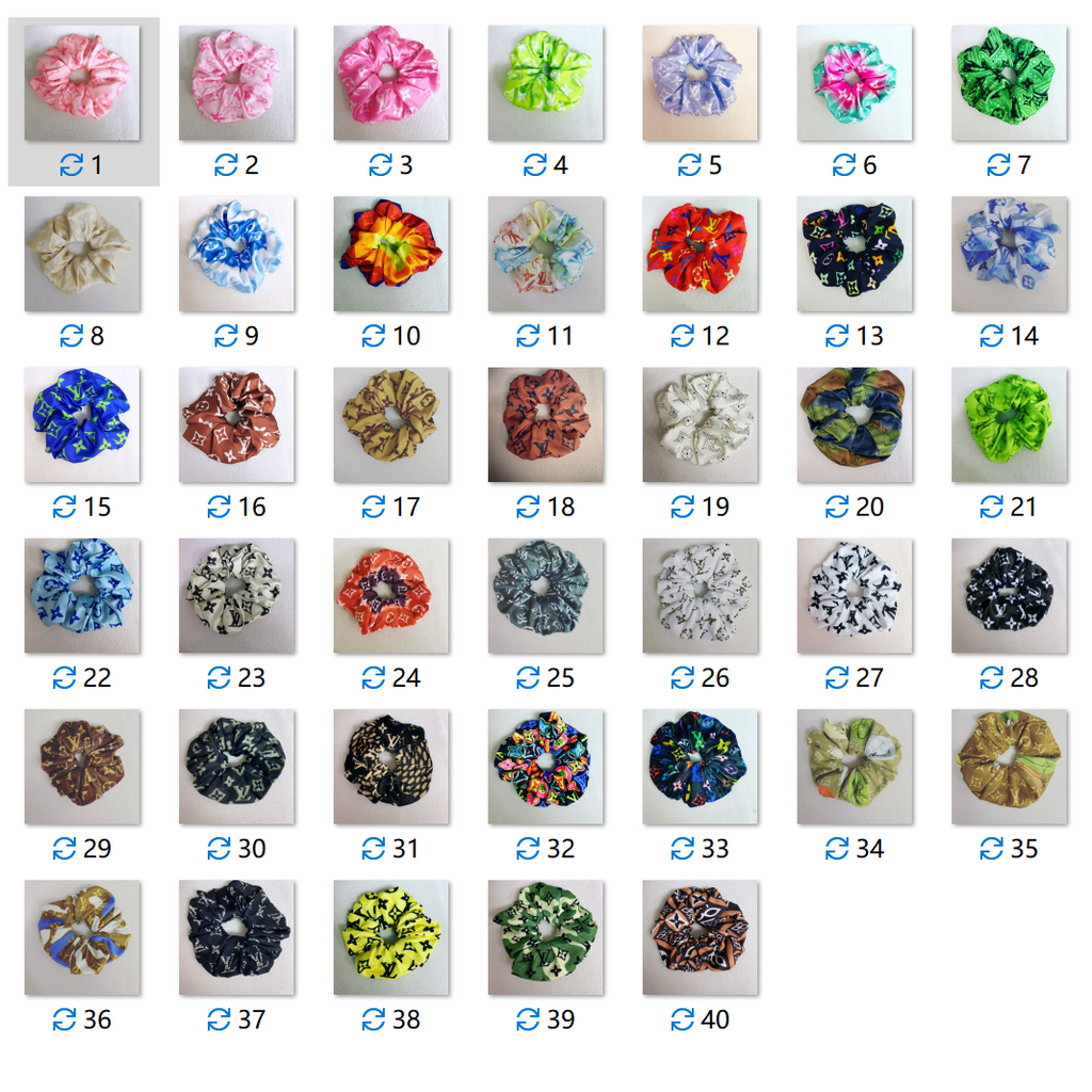 Custom LV design print hair scrunchies  ITEM NO.: HF-HD031