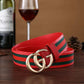 Classical Green Red Tape Gucci GG Buckle Leather Belt    ITEM NO.: CS-BT024