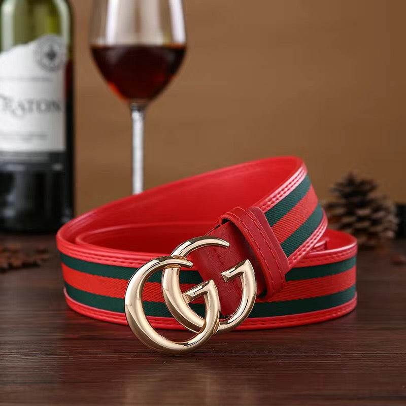 Classical Green Red Tape Gucci GG Buckle Leather Belt    ITEM NO.: HF-BT024