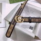 Gucci GG Buckle Jacquard Canvas Genuine Leather Edge Belt   ITEM NO.: CS-BT011