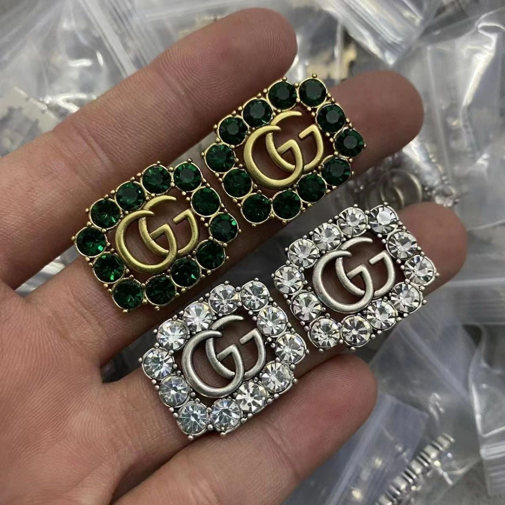 Five Styles Colorful Rhinestone Diamond Gucci GG Earrings   ITEM NO.: HF-JL053