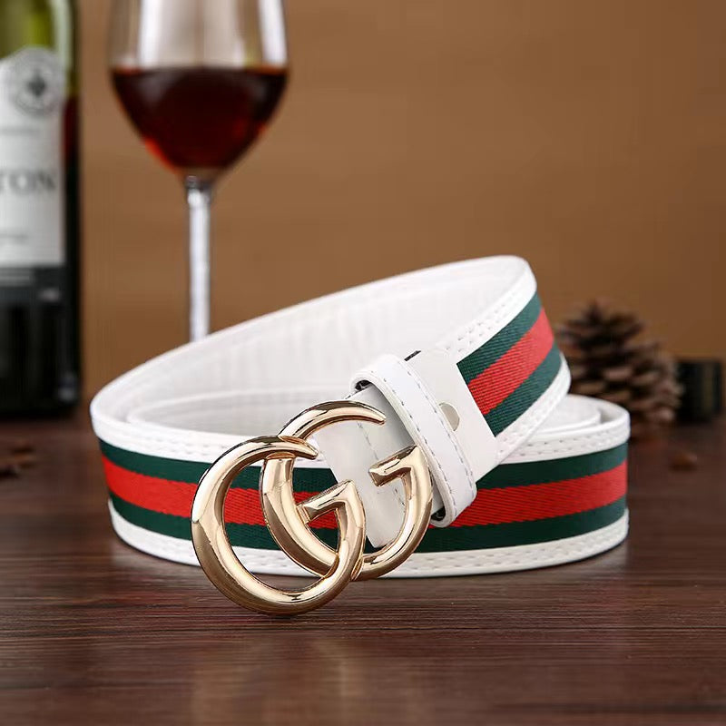 Classical Green Red Tape Gucci GG Buckle Leather Belt    ITEM NO.: CS-BT024