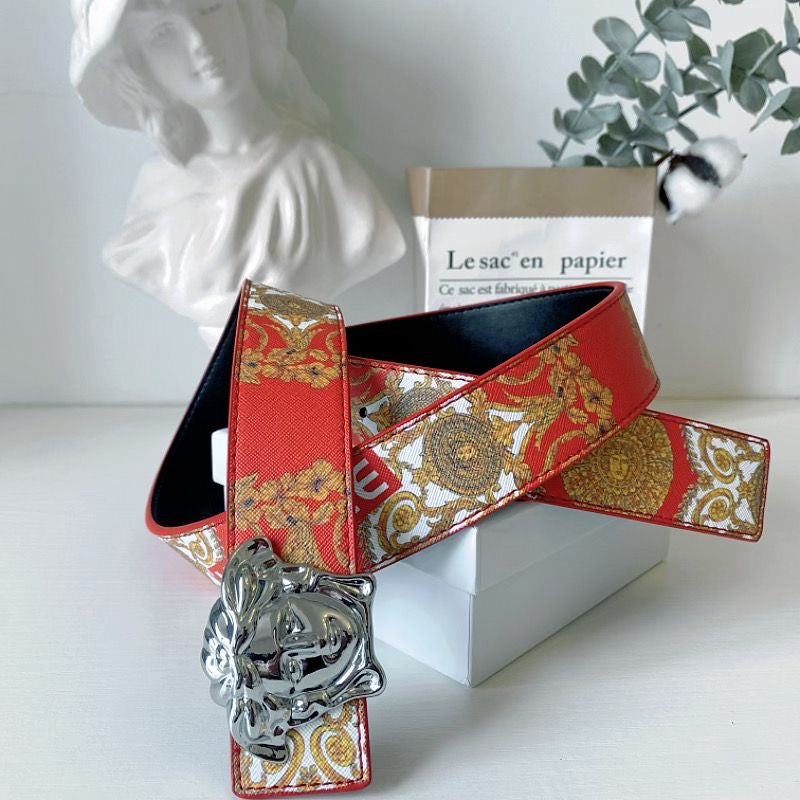 6 Different Styles Belt Heads Red Versace Buckle Leather Belt   ITEM NO.: HF-BT007