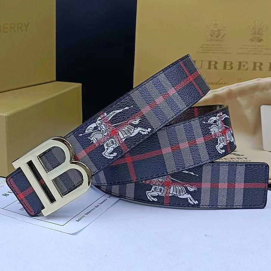 Classical Burberry Check BB Buckle Leather Belt    ITEM NO.: CS-BT025