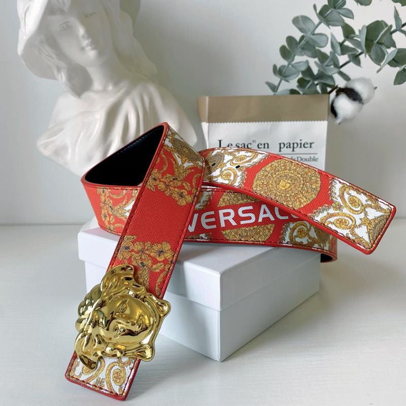6 Different Styles Belt Heads Red Versace Buckle Leather Belt   ITEM NO.: HF-BT007