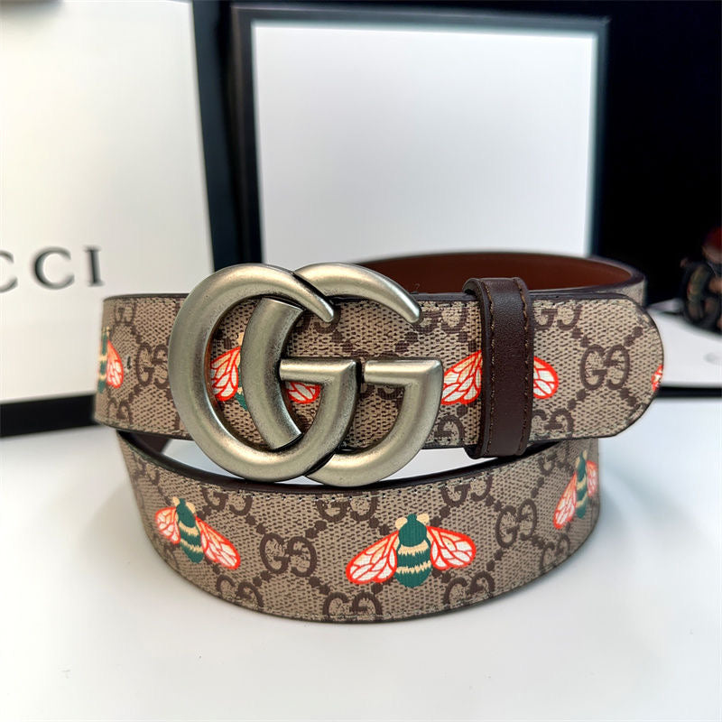 Fashionable Gucci Bee Print GG Buckle Leather Belt   ITEM NO.: CS-BT041