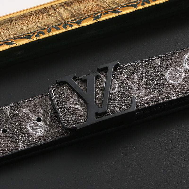 Custom Fancy Pattern Print LV Buckle Leather Belt   ITEM NO.: HF-BT067