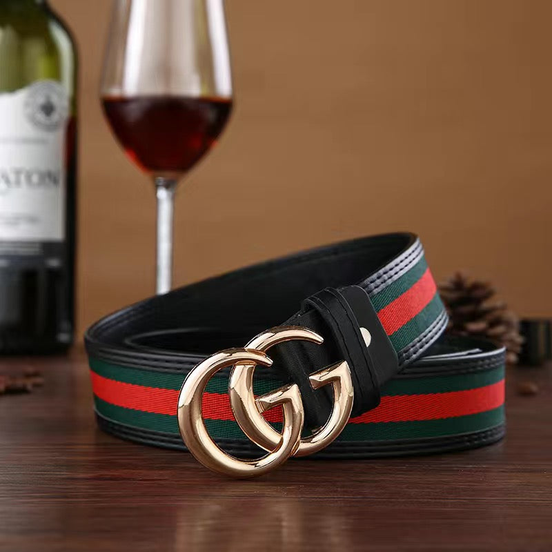 Classical Green Red Tape Gucci GG Buckle Leather Belt    ITEM NO.: HF-BT024