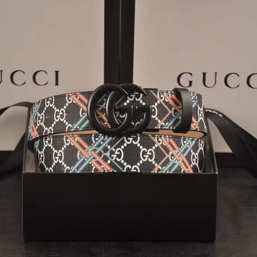 Custom Print Gucci GG Buckle Leather Belt   ITEM NO.: CS-BT030