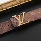 Custom Fancy Pattern Print LV Buckle Leather Belt   ITEM NO.: CS-BT067