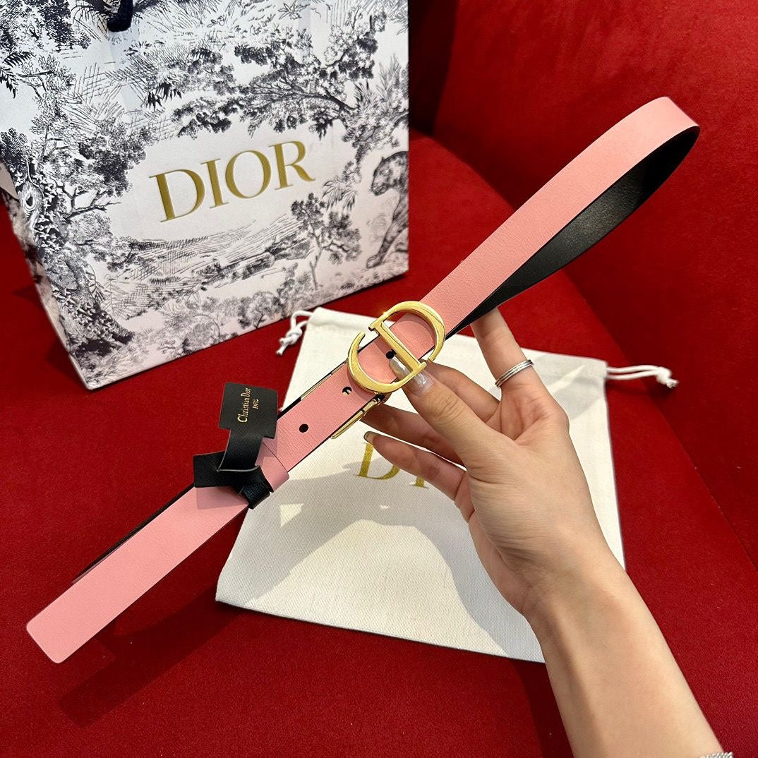 Multi-Colors Double-Sided Genuine Cow Leather Christian Dior CD Buckle Belt   ITEM NO.: HF-BT016