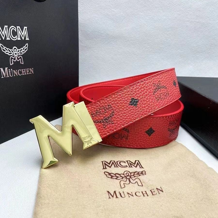 Selected Quality Simple MCM Buckle Leather Belt    ITEM NO.: HF-BT032